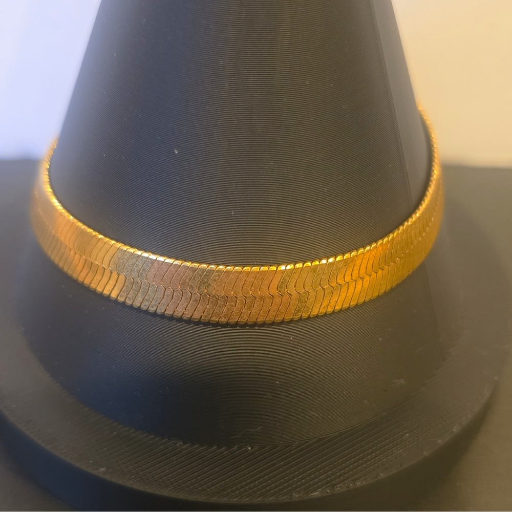 Vintage Monet Gold Tone Herringbone Bracelet 7" Snake Chain Signed Hang Tag